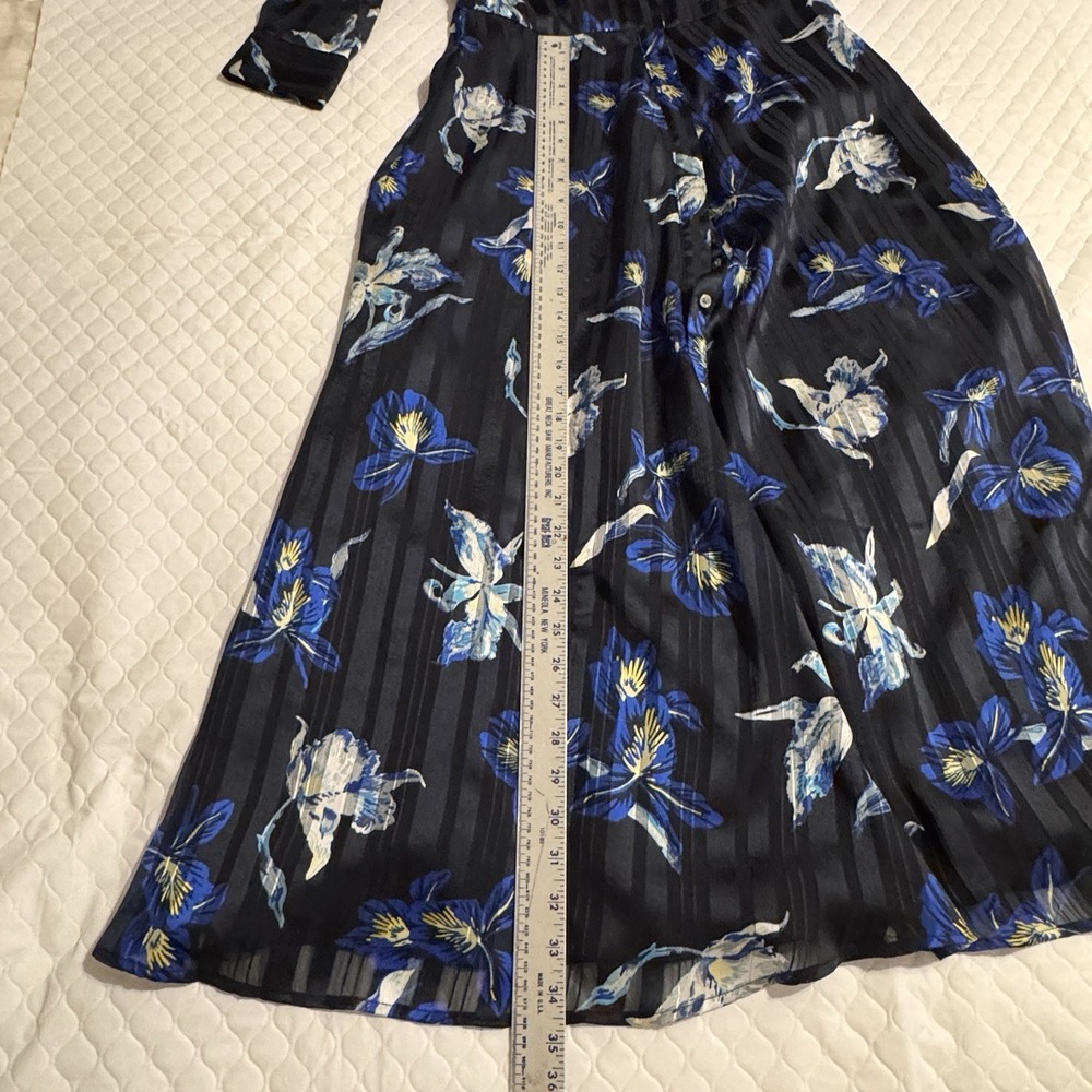 Banana Republic 2 Petite Blue Shirt Dress Button Preppy Midi 3/4 Sleeve FitFlare - Picture 12 of 13